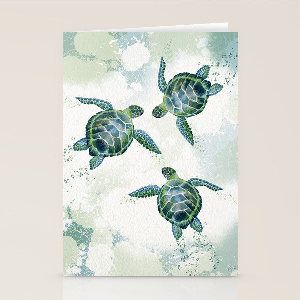 Swimming Together 3 - Sea Turtle  Stationery Card Gallery Image 2
