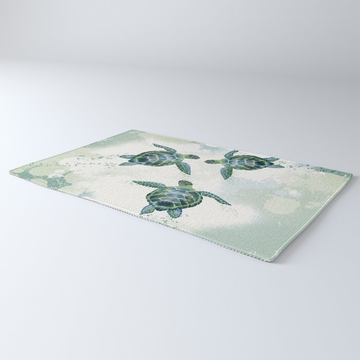 Swimming Together 3 - Sea Turtle  Rug Gallery Image 3