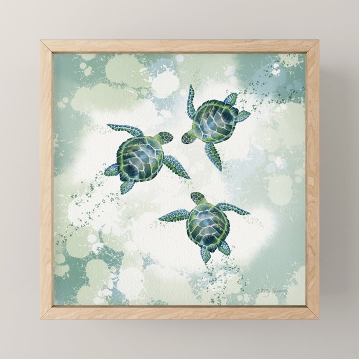 Swimming Together 3 - Sea Turtle  Mini Art Print Gallery Image 1