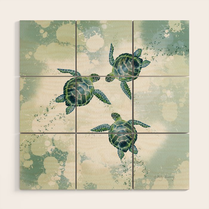 Swimming Together 3 - Sea Turtle  Wood Wall Art Gallery Image 1