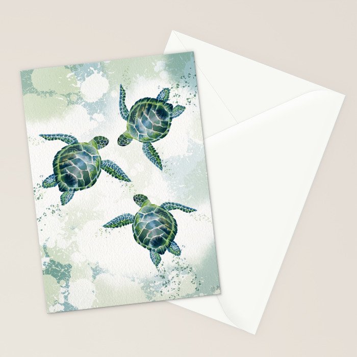 Swimming Together 3 - Sea Turtle  Stationery Card Gallery Image 2