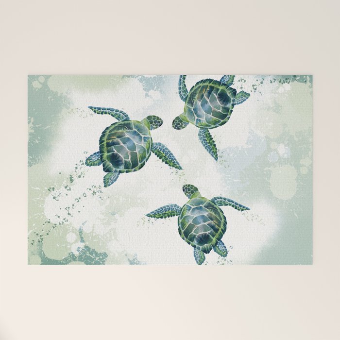 Swimming Together 3 - Sea Turtle  Welcome Mat