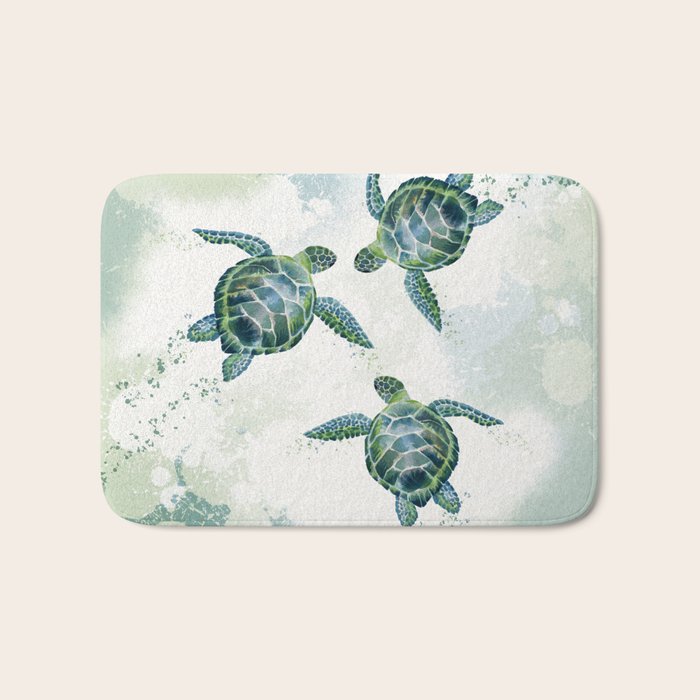Swimming Together 3 - Sea Turtle  Bath Mat Gallery Image 1