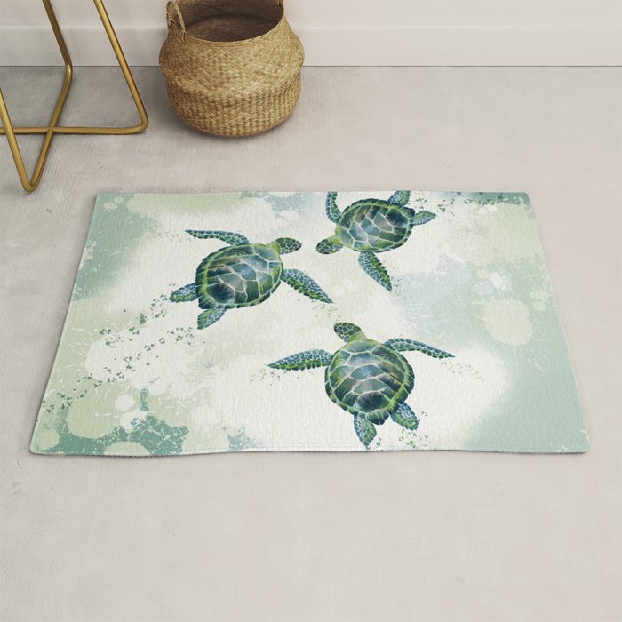 Swimming Together 3 - Sea Turtle  Rug Gallery Image 1