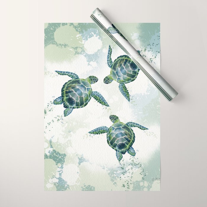 Swimming Together 3 - Sea Turtle  Wrapping Paper Gallery Image 1