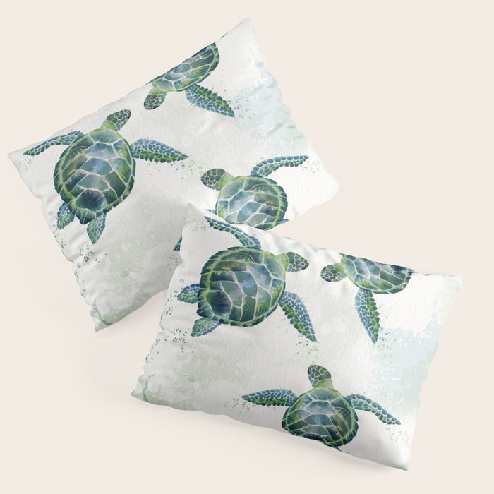 Swimming Together 3 - Sea Turtle  Pillow Sham Gallery Image 3