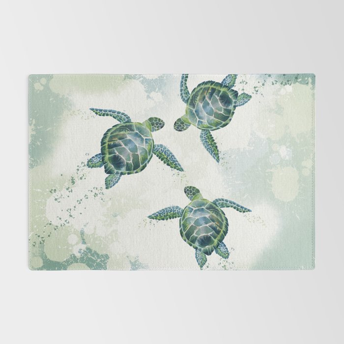 Swimming Together 3 - Sea Turtle  Rug Gallery Image 2