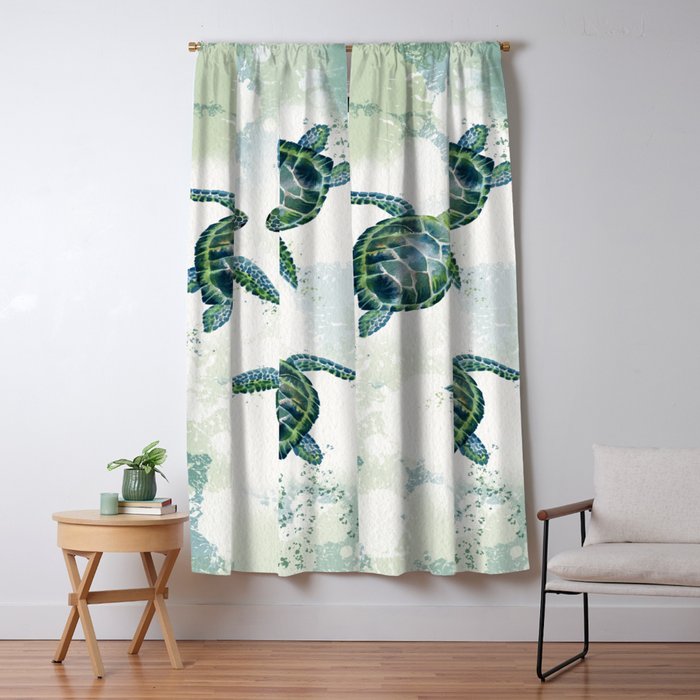 Swimming Together 3 - Sea Turtle  Window Curtain Gallery Image 5