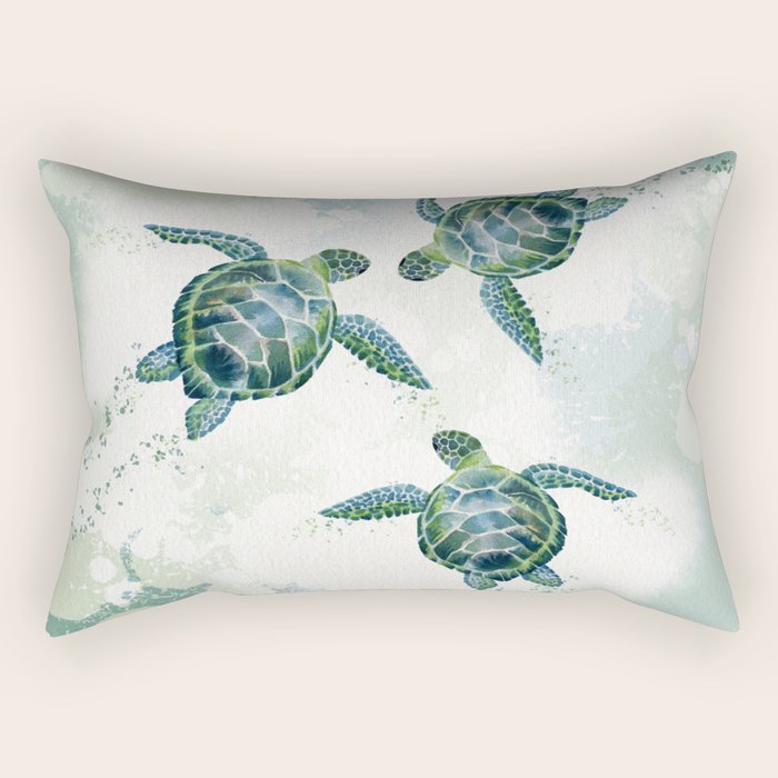Swimming Together 3 - Sea Turtle  Rectangular Pillow Gallery Image 2