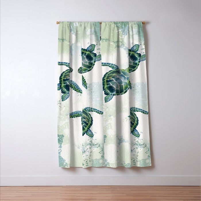 Swimming Together 3 - Sea Turtle  Window Curtain Gallery Image 3