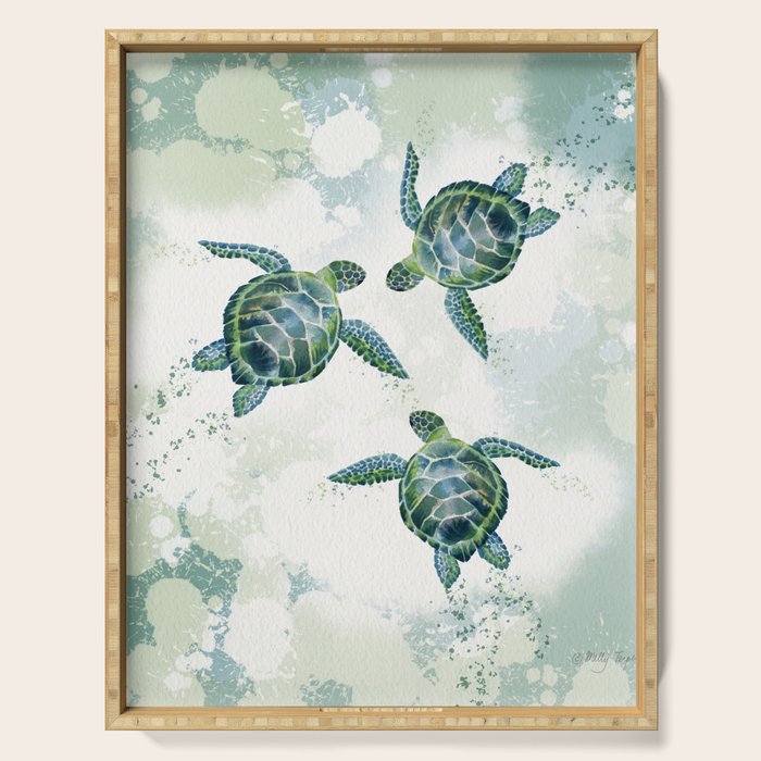 Swimming Together 3 - Sea Turtle  Serving Tray Gallery Image 1
