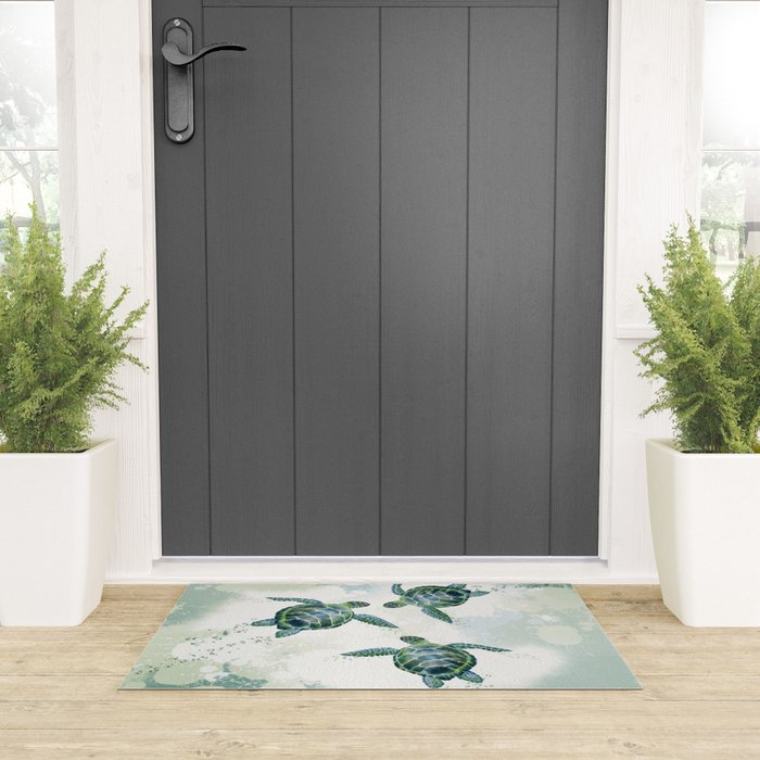 Swimming Together 3 - Sea Turtle  Welcome Mat Gallery Image 3