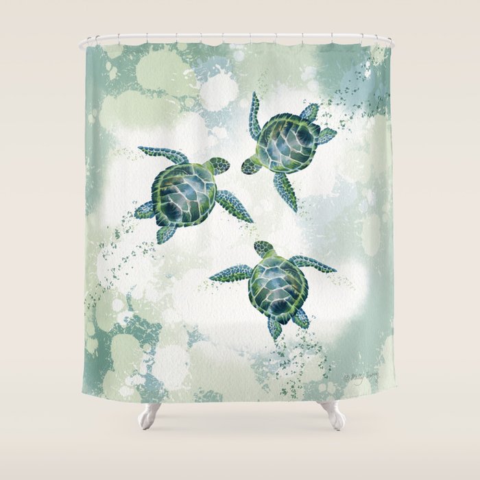 Swimming Together 3 - Sea Turtle  Shower Curtain Gallery Image 1