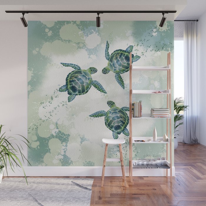 Swimming Together 3 - Sea Turtle  Wall Mural Gallery Image 1