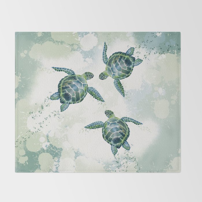 Swimming Together 3 - Sea Turtle  Throw Blanket Gallery Image 2