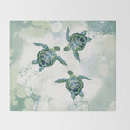 Swimming Together 3 - Sea Turtle  Throw Blanket Gallery Image 2