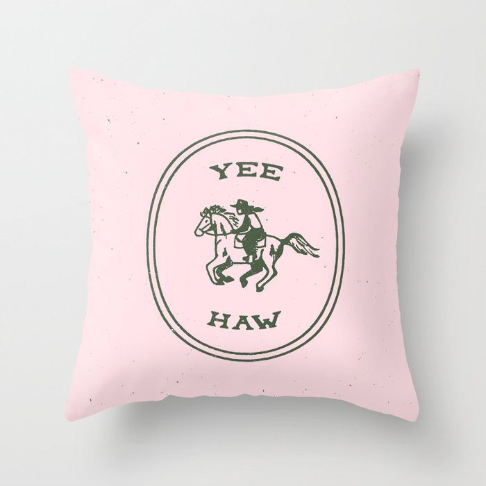 Yee Haw in Pink Throw Pillow Gallery Image 1