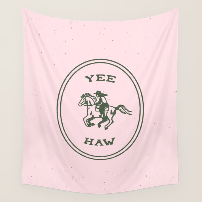 Yee Haw in Pink Wall Tapestry Gallery Image 1