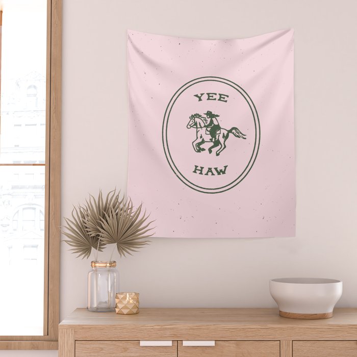 Yee Haw in Pink Wall Tapestry Gallery Image 2