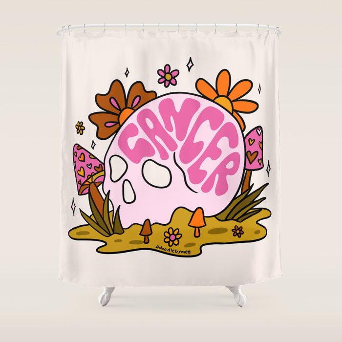 Cancer Skull Shower Curtain Gallery Image 1