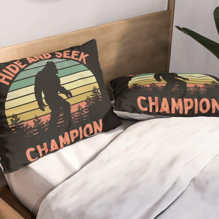 Bigfoot Hide And Seek Champion Funny Sasquatch Vintage Sunset Pillow Sham Gallery Image 2