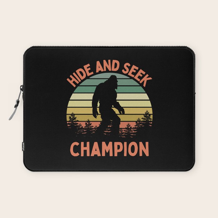 Bigfoot Hide And Seek Champion Funny Sasquatch Vintage Sunset Laptop Sleeve Gallery Image 1