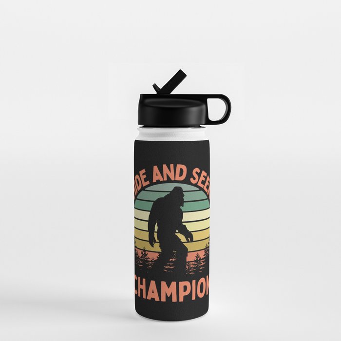 Bigfoot Hide And Seek Champion Funny Sasquatch Vintage Sunset Water Bottle Gallery Image 1