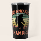 Bigfoot Hide And Seek Champion Funny Sasquatch Vintage Sunset Travel Mug Gallery Image 1