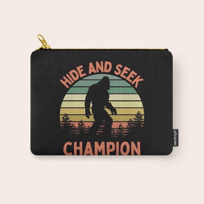 Bigfoot Hide And Seek Champion Funny Sasquatch Vintage Sunset Carry All Pouch Gallery Image 1