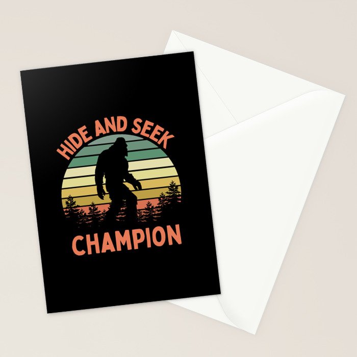 Bigfoot Hide And Seek Champion Funny Sasquatch Vintage Sunset Stationery Card Gallery Image 2