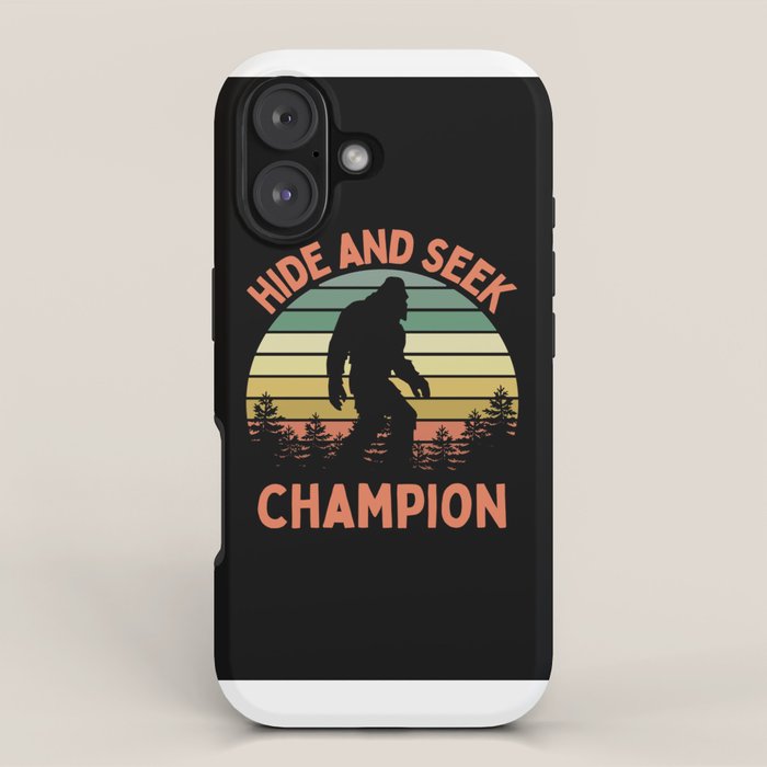 Bigfoot Hide And Seek Champion Funny Sasquatch Vintage Sunset iPhone Case Gallery Image 1