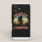 Bigfoot Hide And Seek Champion Funny Sasquatch Vintage Sunset iPhone Case Gallery Image 1