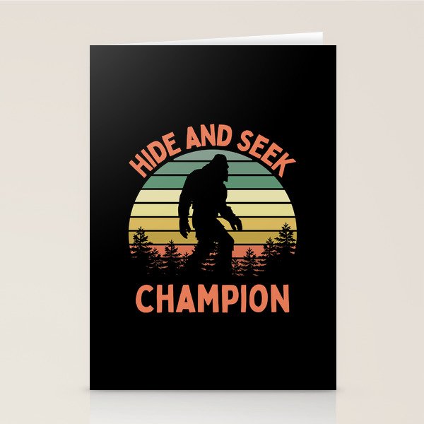 Bigfoot Hide And Seek Champion Funny Sasquatch Vintage Sunset Stationery Card Gallery Image 2