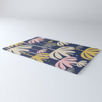 Bali Flowers Abstract Floral Pattern in Mustard, Pink, Gray, and Navy Blue Rug Gallery Image 3