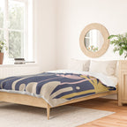 Bali Flowers Abstract Floral Pattern in Mustard, Pink, Gray, and Navy Blue Duvet Cover Gallery Image 2