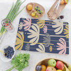 Bali Flowers Abstract Floral Pattern in Mustard, Pink, Gray, and Navy Blue Cutting Board Gallery Image 2