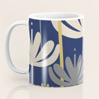 Bali Flowers Abstract Floral Pattern in Mustard, Pink, Gray, and Navy Blue Coffee Mug Gallery Image 3