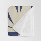 Bali Flowers Abstract Floral Pattern in Mustard, Pink, Gray, and Navy Blue Throw Blanket Gallery Image 3