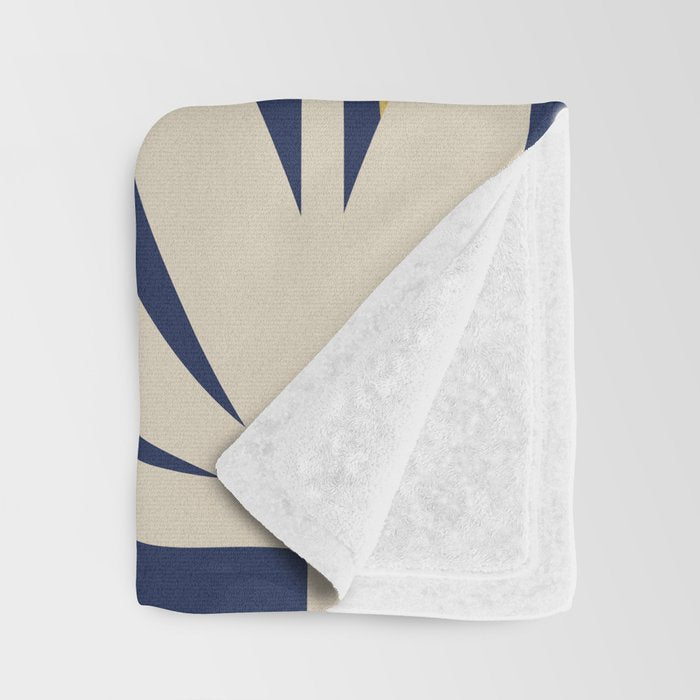Bali Flowers Abstract Floral Pattern in Mustard, Pink, Gray, and Navy Blue Throw Blanket Gallery Image 3
