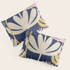 Bali Flowers Abstract Floral Pattern in Mustard, Pink, Gray, and Navy Blue Pillow Sham Gallery Image 3