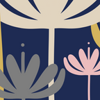 Bali Flowers Abstract Floral Pattern in Mustard, Pink, Gray, and Navy Blue Coffee Mug Gallery Image 2