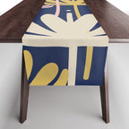 Bali Flowers Abstract Floral Pattern in Mustard, Pink, Gray, and Navy Blue Table Runner Gallery Image 1