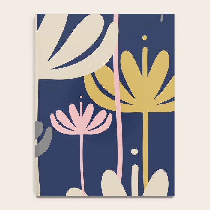 Bali Flowers Abstract Floral Pattern in Mustard, Pink, Gray, and Navy Blue Notebook Gallery Image 4