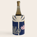 Bali Flowers Abstract Floral Pattern in Mustard, Pink, Gray, and Navy Blue Wine Chiller Gallery Image 1