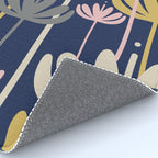 Bali Flowers Abstract Floral Pattern in Mustard, Pink, Gray, and Navy Blue Rug Gallery Image 4