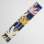 Bali Flowers Abstract Floral Pattern in Mustard, Pink, Gray, and Navy Blue Table Runner Gallery Image 3