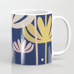 Bali Flowers Abstract Floral Pattern in Mustard, Pink, Gray, and Navy Blue Coffee Mug Gallery Image 1