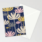 Bali Flowers Abstract Floral Pattern in Mustard, Pink, Gray, and Navy Blue Stationery Card Gallery Image 2