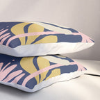 Bali Flowers Abstract Floral Pattern in Mustard, Pink, Gray, and Navy Blue Pillow Sham Gallery Image 3
