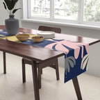 Bali Flowers Abstract Floral Pattern in Mustard, Pink, Gray, and Navy Blue Table Runner Gallery Image 2
